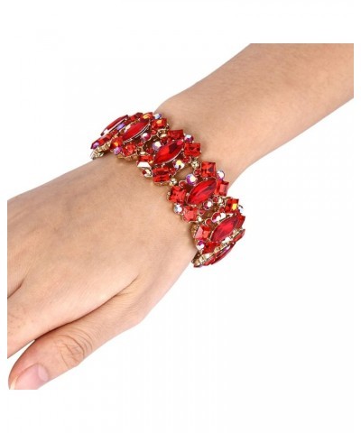 Women's Crystal Vintage Style Elegant Bridal Elastic Stretch Bracelet Red Gold-Tone $12.22 Bracelets