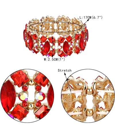 Women's Crystal Vintage Style Elegant Bridal Elastic Stretch Bracelet Red Gold-Tone $12.22 Bracelets