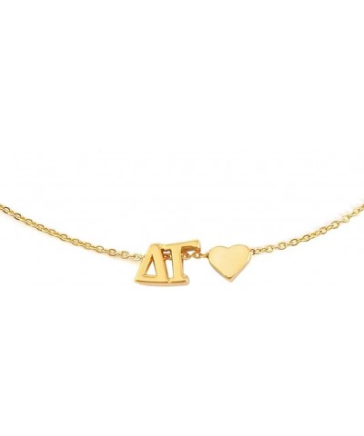 Sorority Greek Letters & Heart Gold Necklace: Alpha Chi Omega, Alpha Delta Pi, Alpha Gamma Delta, Alpha Omicron Pi, Alpha Phi...