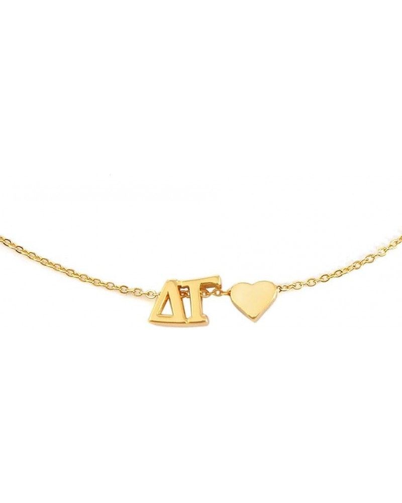 Sorority Greek Letters & Heart Gold Necklace: Alpha Chi Omega, Alpha Delta Pi, Alpha Gamma Delta, Alpha Omicron Pi, Alpha Phi...