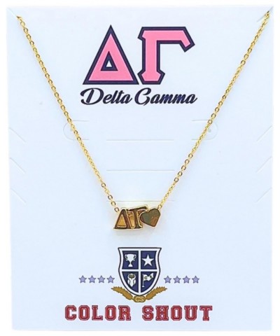 Sorority Greek Letters & Heart Gold Necklace: Alpha Chi Omega, Alpha Delta Pi, Alpha Gamma Delta, Alpha Omicron Pi, Alpha Phi...