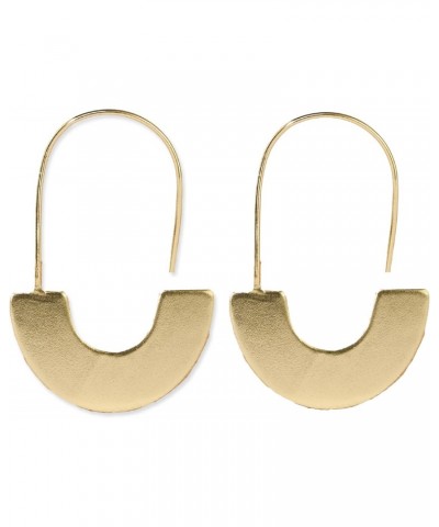 INK+ALLOY Boho Pull Through Threader Chunky Hoop Earrings for Women, Maggie Half Circles Brass Metal Lightweight Hoops, Handm...