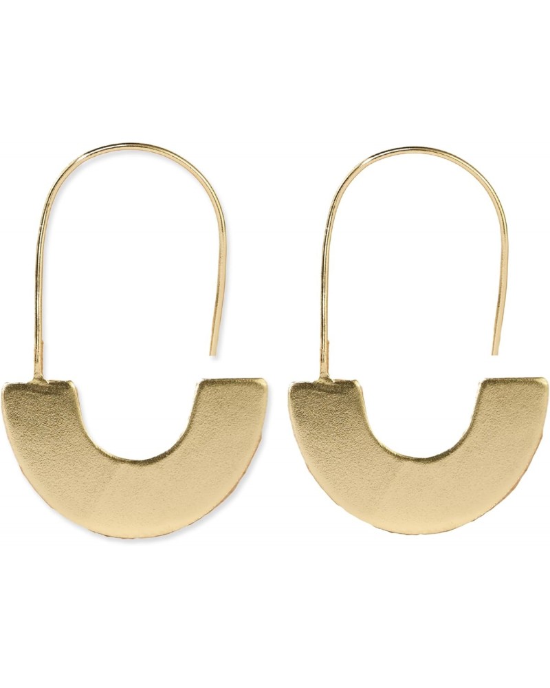 INK+ALLOY Boho Pull Through Threader Chunky Hoop Earrings for Women, Maggie Half Circles Brass Metal Lightweight Hoops, Handm...