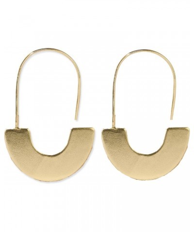 INK+ALLOY Boho Pull Through Threader Chunky Hoop Earrings for Women, Maggie Half Circles Brass Metal Lightweight Hoops, Handm...