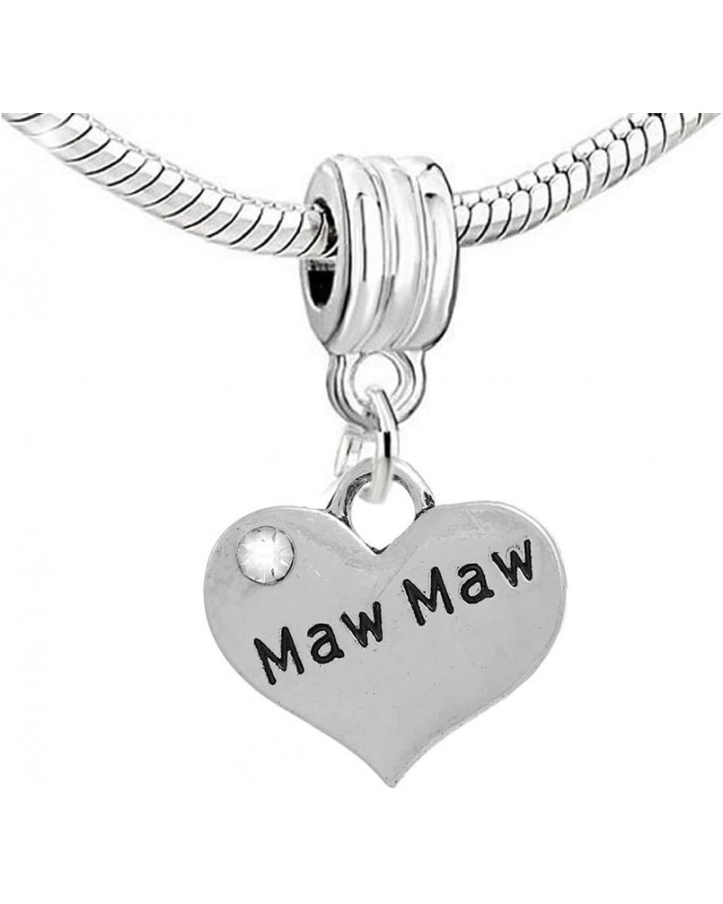 Maw Maw Charm Heart Dangle Bead Spacer For Snake Chain Charm Bracelet $8.39 Bracelets