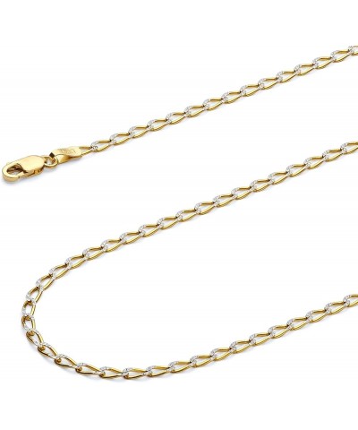 14K Solid Gold 1+1 Figaro Chains (Select Options) 18 Inches White And Yellow Gold $94.38 Necklaces