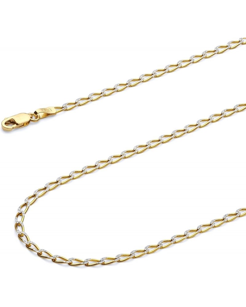 14K Solid Gold 1+1 Figaro Chains (Select Options) 18 Inches White And Yellow Gold $94.38 Necklaces