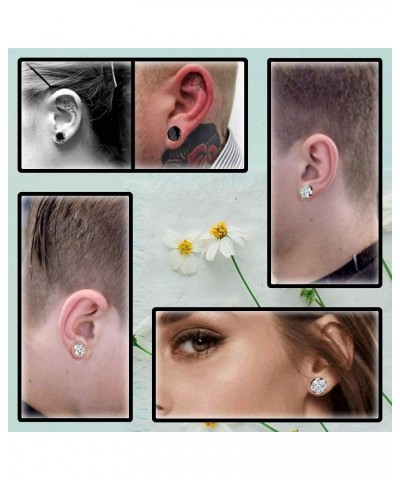 6pcs-12pcs Stainless Steel Clear Black Zircon Ear Tunnels Clear CZ Ear Stretcher Expander Piercing Diamond Gauge Plugs Set 8g...