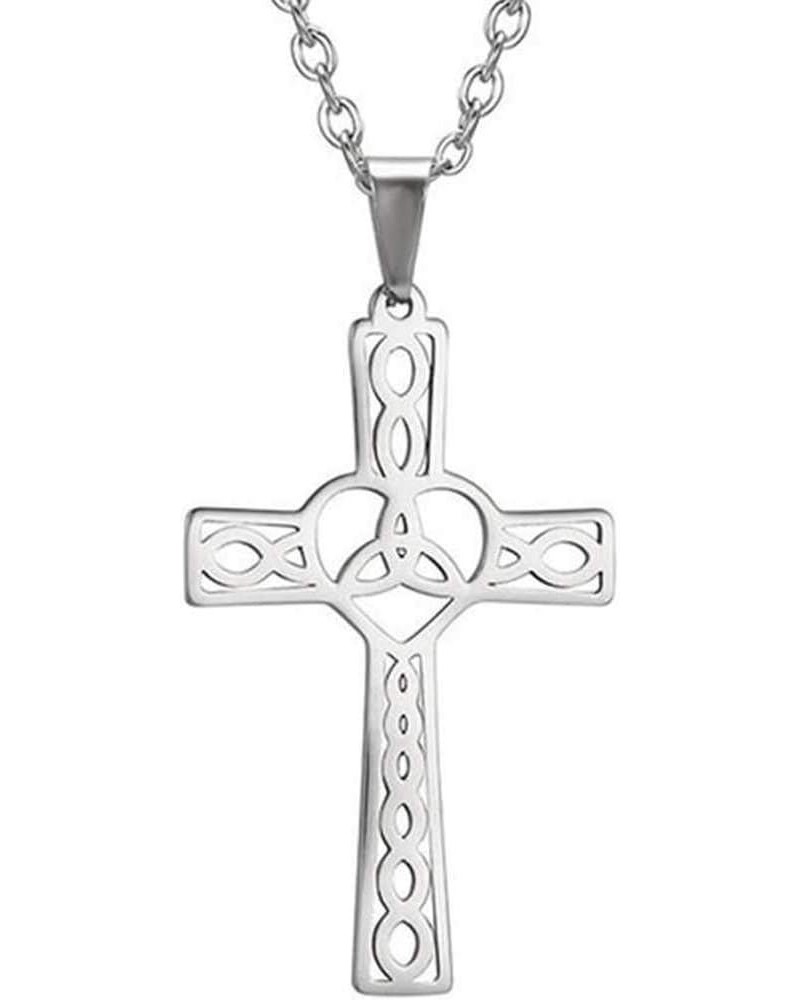 Stainless Steel Celtic Infinity Knot Christian Cross Religious Pendant Necklace Silver $7.14 Necklaces