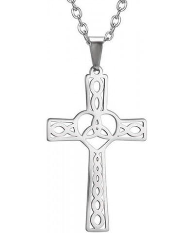 Stainless Steel Celtic Infinity Knot Christian Cross Religious Pendant Necklace Silver $7.14 Necklaces