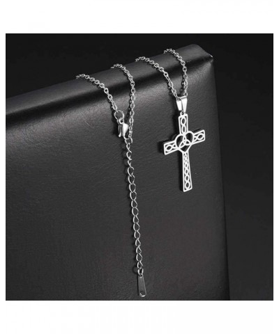 Stainless Steel Celtic Infinity Knot Christian Cross Religious Pendant Necklace Silver $7.14 Necklaces