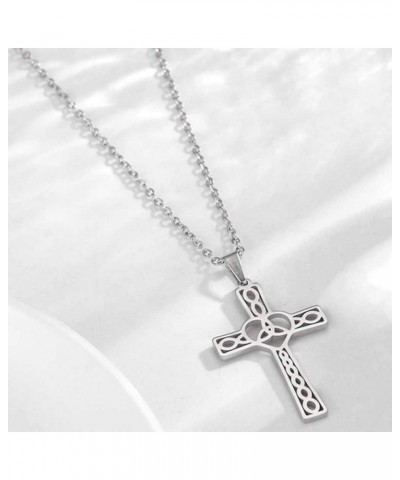 Stainless Steel Celtic Infinity Knot Christian Cross Religious Pendant Necklace Silver $7.14 Necklaces