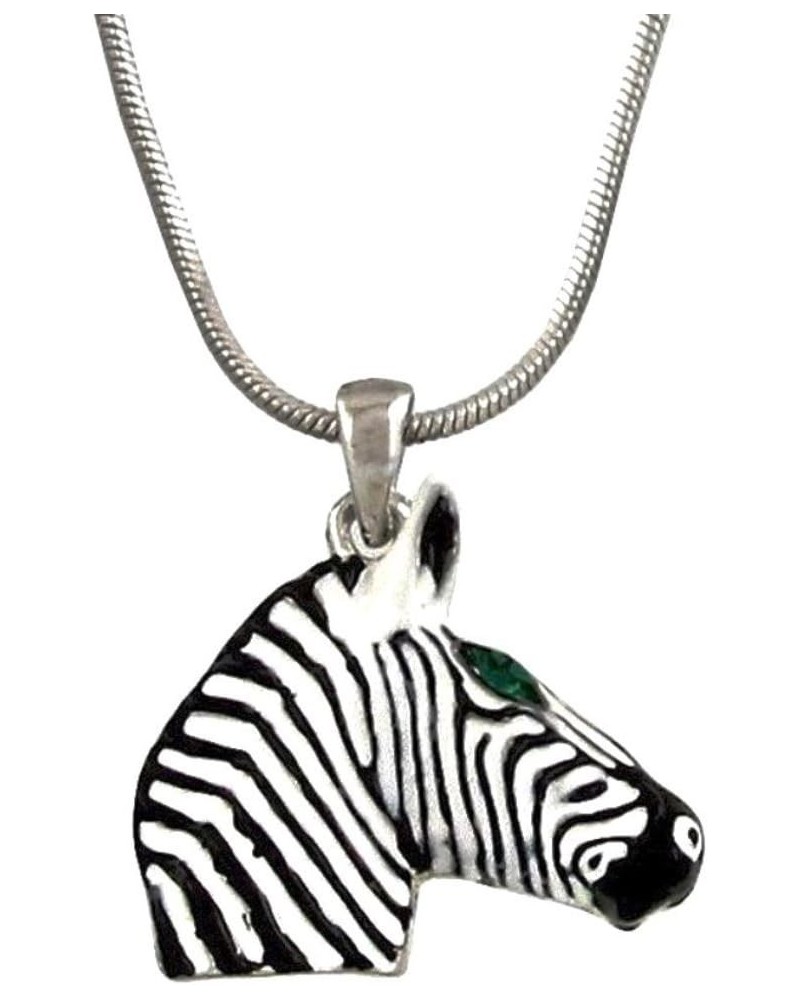 Beautiful Silvertone Zebra Horse Pendant Necklace Gift Boxed Fashion Jewelry $8.98 Necklaces