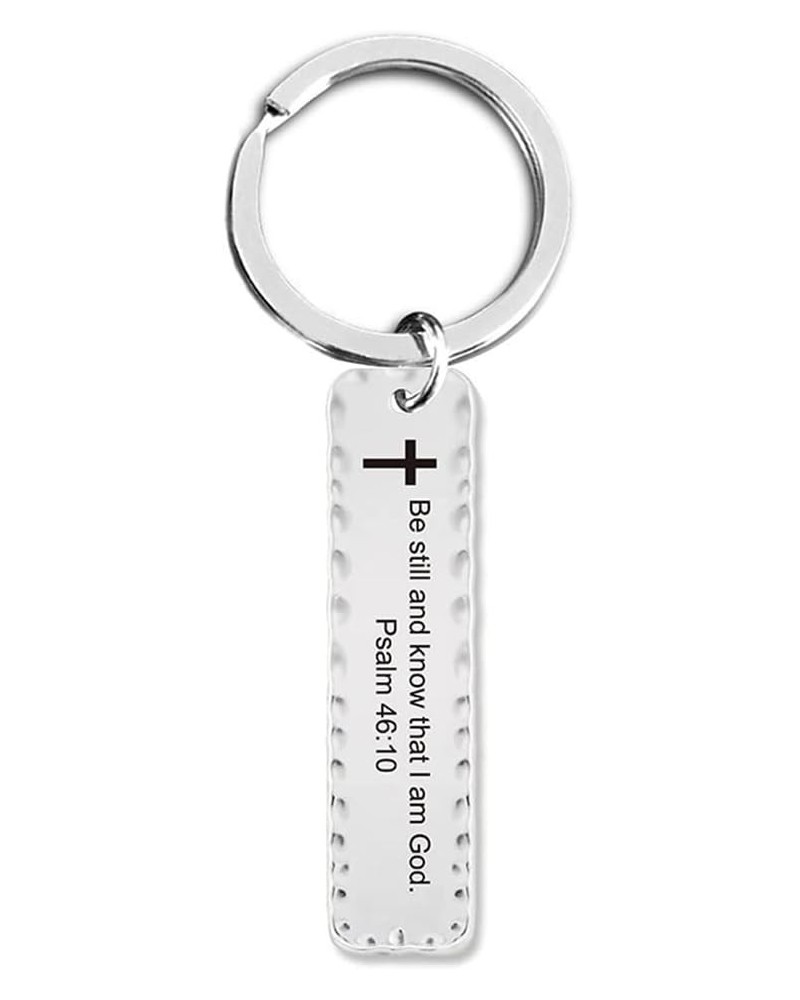 Religious Prayer Bible Verse Key chain Stainless steel long strip key chain Faith Bible verse inspired gift Steel Color &Psal...