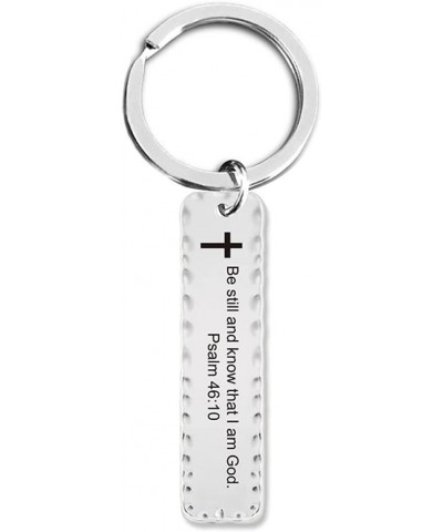 Religious Prayer Bible Verse Key chain Stainless steel long strip key chain Faith Bible verse inspired gift Steel Color &Psal...