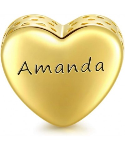 Personalized Engraved Name Heart Charm 925 Sterling Silver/10K/14K/18K Solid Gold Fit Snake Bracelet Necklace Customized Hand...