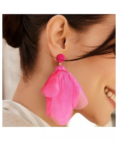 Pink Earrings for Women, Hot Pink Earrings for Women Dangling, Pink Tassel Earrings, Pink Statement Earrings $9.51 Earrings