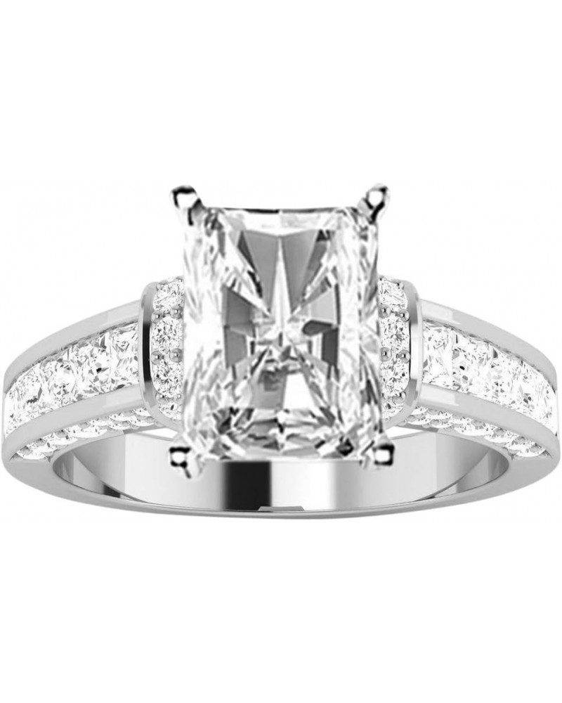 2 Ctw Radiant Cut Contemporary Channel Princess Round 14K White Gold Diamond Engagement Ring (H-I Color SI2-I1 Clarity 1 Ct C...