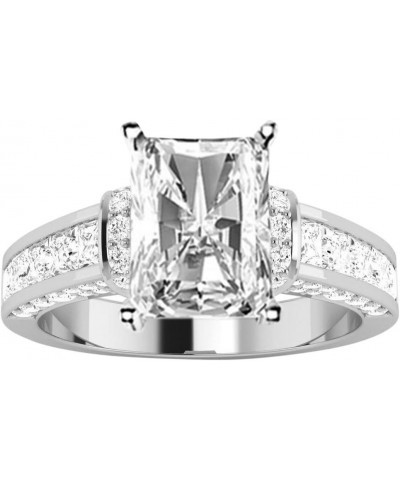 2 Ctw Radiant Cut Contemporary Channel Princess Round 14K White Gold Diamond Engagement Ring (H-I Color SI2-I1 Clarity 1 Ct C...