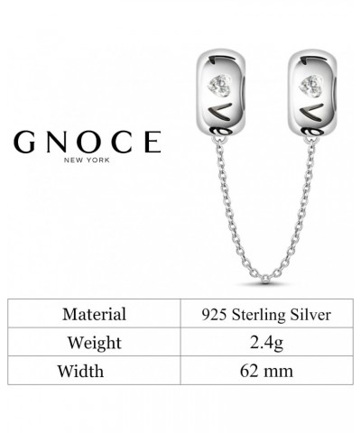 Love Safety Chain Charms 925 Sterling Silver Connection Chain Charms Engraved with Love Safety Chain Fit All Bracelet for Pro...