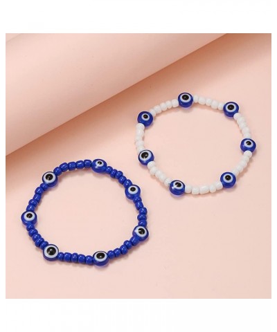 Evil Eye Bracelet for Women Men Lucky Bracelets Retro Fashion Beaded Elastic Bracelet Family Friend Couple Protection Bracele...