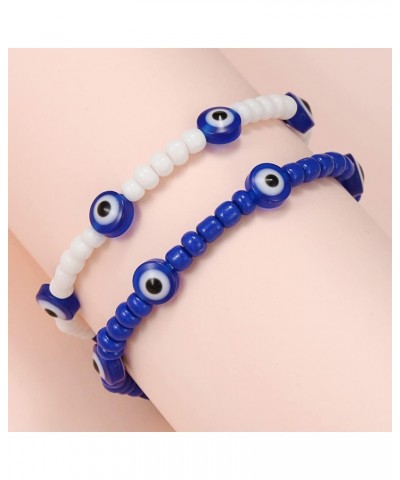 Evil Eye Bracelet for Women Men Lucky Bracelets Retro Fashion Beaded Elastic Bracelet Family Friend Couple Protection Bracele...