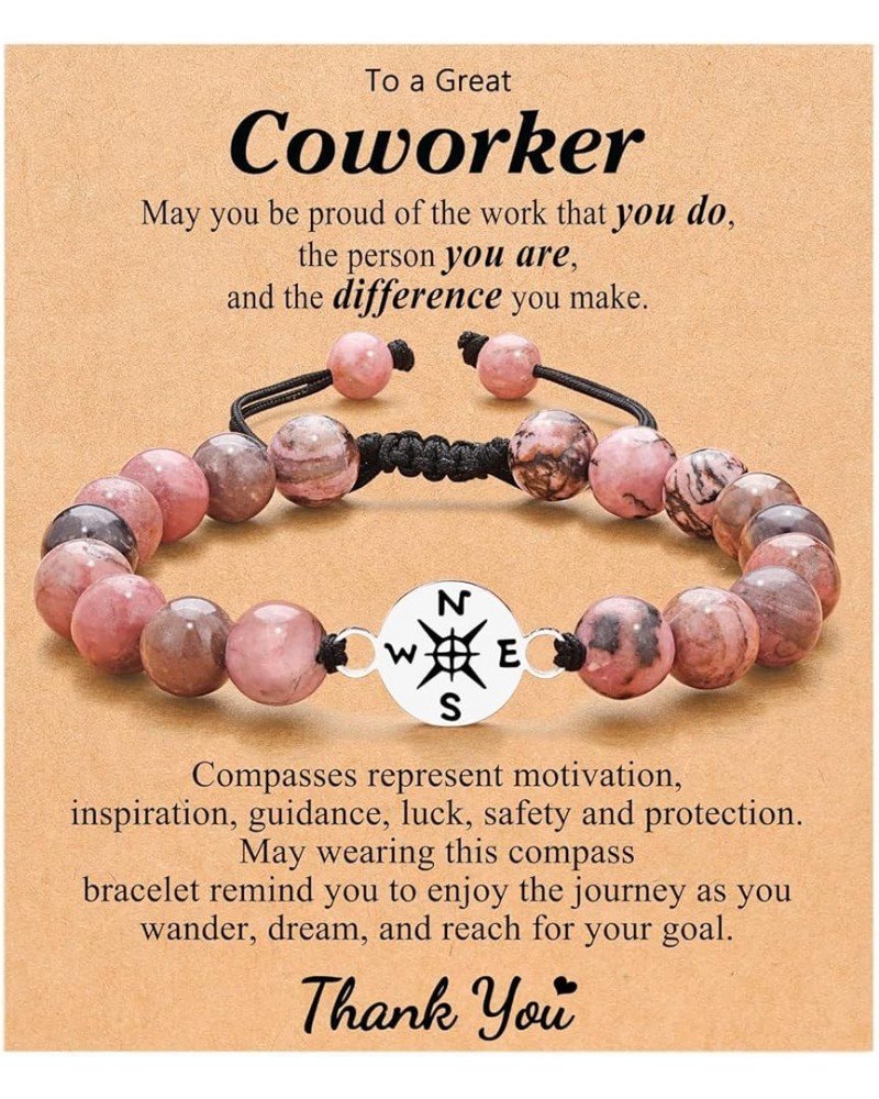 Coworker Bracelet Gifts Coworker Leaving Gifts Compass Bracelet Beaded Stone Bracelet for Women Thank You Gifts for Coworkers...