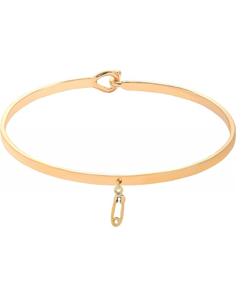 Mighty Tiny Charm Cuff Bracelet Safety Pin Gold $8.24 Bracelets