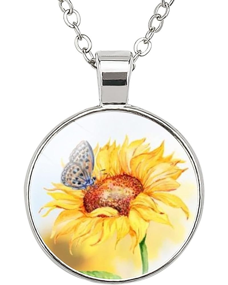 Sunflower Necklace Gifts For Women - Cute Pendant Necklace Jewelry For Women, The Best Gifts For Teen And Women Butterfly Sun...