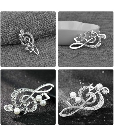 Music Note Brooch Music Symbol Brooch Pearl Music Note Lapel Pin Sweater Coat Decor Brooch Clothing Sewing Brooch Pin Silver ...