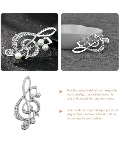 Music Note Brooch Music Symbol Brooch Pearl Music Note Lapel Pin Sweater Coat Decor Brooch Clothing Sewing Brooch Pin Silver ...