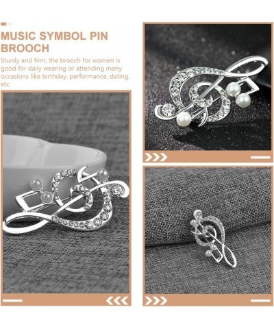 Music Note Brooch Music Symbol Brooch Pearl Music Note Lapel Pin Sweater Coat Decor Brooch Clothing Sewing Brooch Pin Silver ...