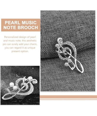 Music Note Brooch Music Symbol Brooch Pearl Music Note Lapel Pin Sweater Coat Decor Brooch Clothing Sewing Brooch Pin Silver ...