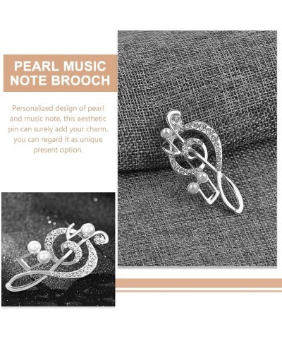 Music Note Brooch Music Symbol Brooch Pearl Music Note Lapel Pin Sweater Coat Decor Brooch Clothing Sewing Brooch Pin Silver ...