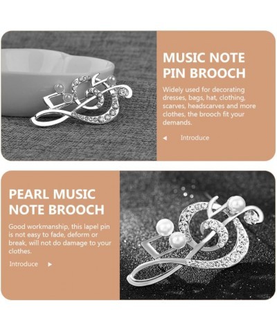 Music Note Brooch Music Symbol Brooch Pearl Music Note Lapel Pin Sweater Coat Decor Brooch Clothing Sewing Brooch Pin Silver ...