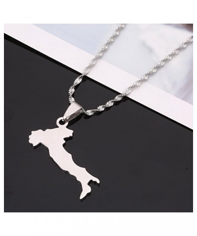 Stainless Steel Map of Italy Necklace Pendant Jewelry for Italian silver $8.25 Necklaces