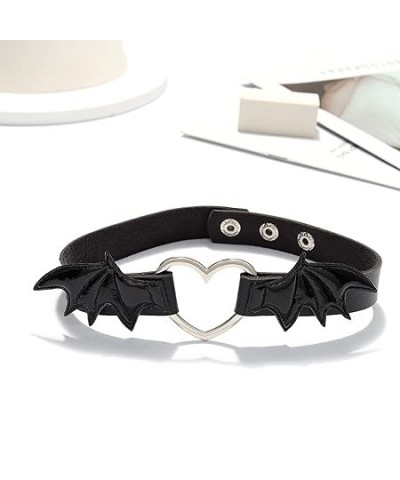 Punk Choker Necklace Black Leather Pu Heart Shape Necklaces Gothic Collar Chain for Women and Girls (Set-A) Set-A $7.92 Neckl...