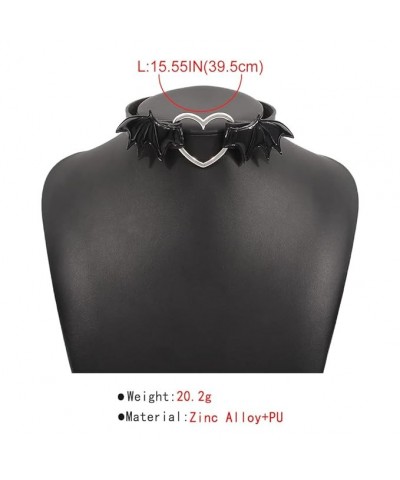 Punk Choker Necklace Black Leather Pu Heart Shape Necklaces Gothic Collar Chain for Women and Girls (Set-A) Set-A $7.92 Neckl...