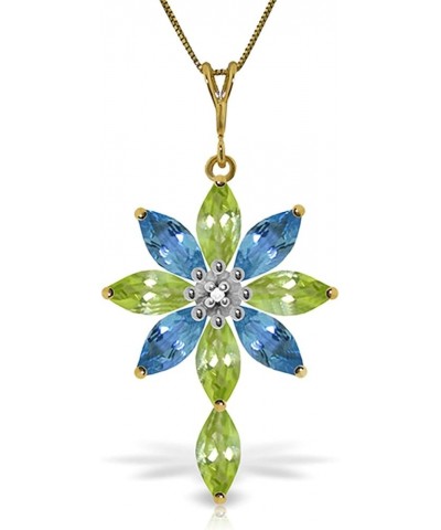 14k Yellow, White, Rose Gold Necklace with Peridot, Blue Topaz and Diamond Pendant Yellow Gold 16.0 Inches $142.68 Necklaces