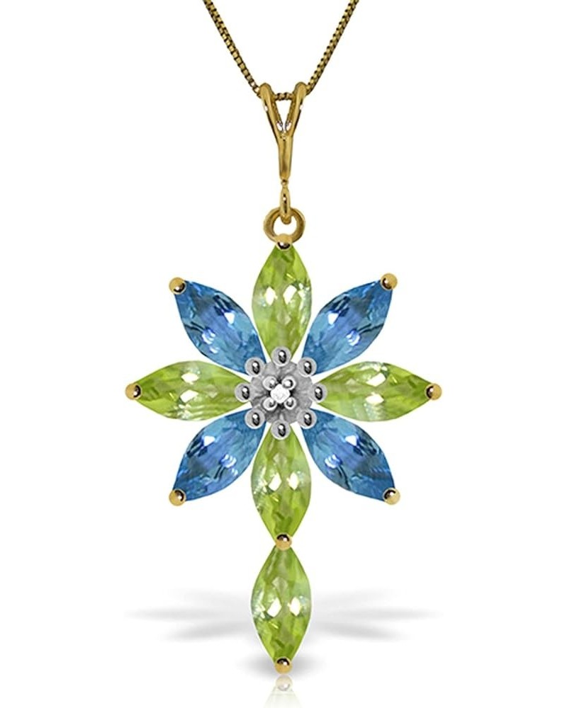 14k Yellow, White, Rose Gold Necklace with Peridot, Blue Topaz and Diamond Pendant Yellow Gold 16.0 Inches $142.68 Necklaces