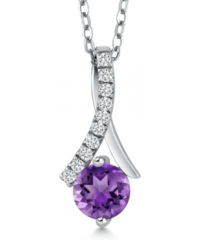 925 Sterling Silver Round 6MM Gemstone Birthstone Pendant Necklace For Women with 18 Inch Chain Amethyst $36.05 Necklaces