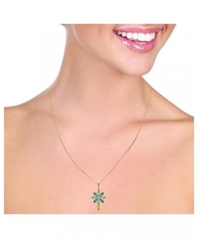 14k Yellow, White, Rose Gold Necklace with Peridot, Blue Topaz and Diamond Pendant Yellow Gold 16.0 Inches $142.68 Necklaces