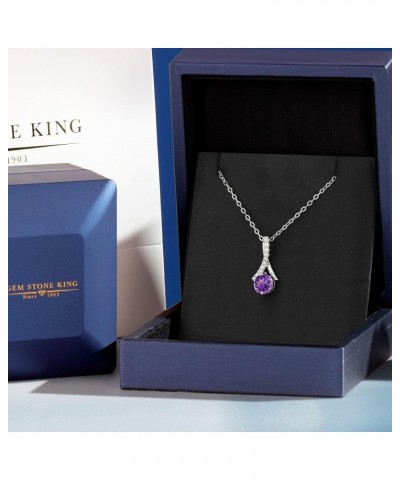 925 Sterling Silver Round 6MM Gemstone Birthstone Pendant Necklace For Women with 18 Inch Chain Amethyst $36.05 Necklaces