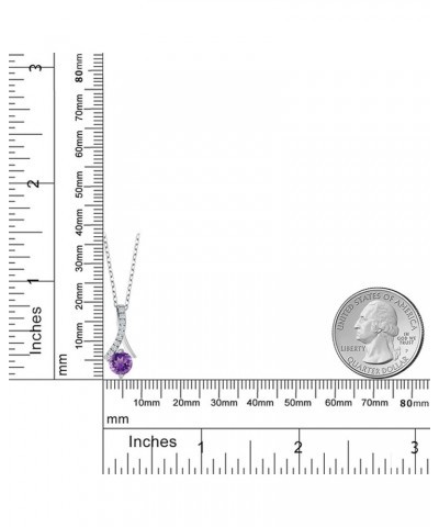 925 Sterling Silver Round 6MM Gemstone Birthstone Pendant Necklace For Women with 18 Inch Chain Amethyst $36.05 Necklaces