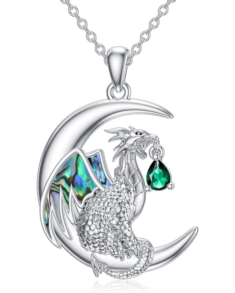 Dragon Necklace Sterling Silver Wyvern Necklace Dragon Pendant Necklace with Birthstone Gift for Women May $27.73 Necklaces