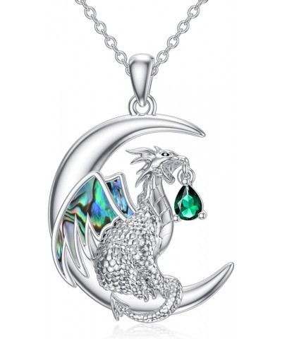 Dragon Necklace Sterling Silver Wyvern Necklace Dragon Pendant Necklace with Birthstone Gift for Women May $27.73 Necklaces