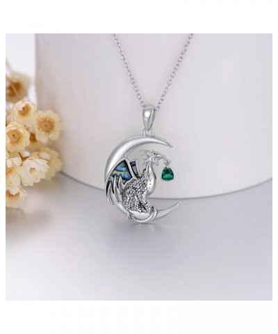 Dragon Necklace Sterling Silver Wyvern Necklace Dragon Pendant Necklace with Birthstone Gift for Women May $27.73 Necklaces