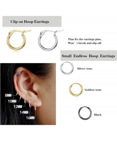 10 Pairs Small Hoop Earrings for Women Stainless Steel Gold Silver Black Hypoallergenic Hoop Earrings Tiny Hoop Earrings Set ...