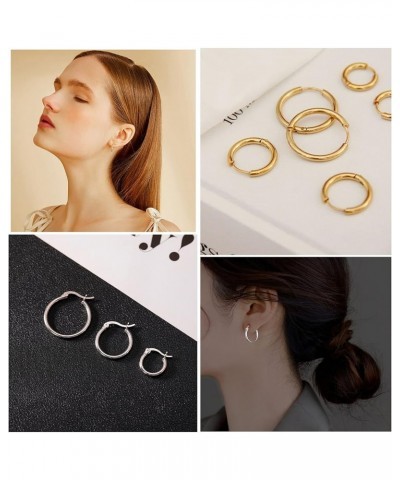 10 Pairs Small Hoop Earrings for Women Stainless Steel Gold Silver Black Hypoallergenic Hoop Earrings Tiny Hoop Earrings Set ...