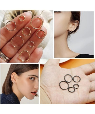 10 Pairs Small Hoop Earrings for Women Stainless Steel Gold Silver Black Hypoallergenic Hoop Earrings Tiny Hoop Earrings Set ...